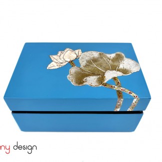 Blue lacquer box hand-painted with lotus 11*17*H8 cm